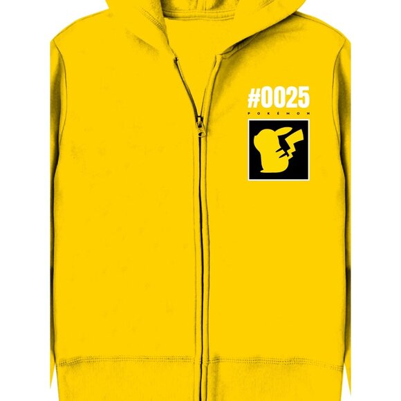 Boys, Licensed Cosplay Hoodie, Pokemon Pikachu, Size L (10/12), Full Zip, Yellow - Picture 3 of 7